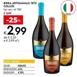 Bennet Birra artigianale 1870 COLLESI offerta