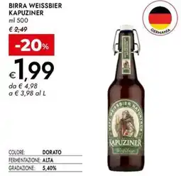Bennet Birra weissbier KAPUZINER offerta
