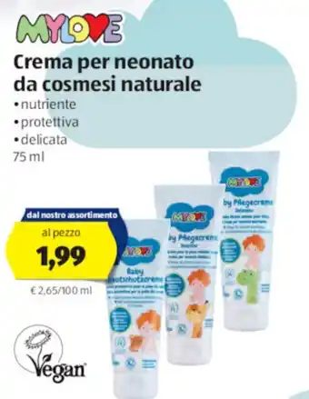 ALDI My Love Crema per Neonato da Cosmesi Naturale 75 ml offerta