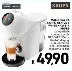 Spazio Conad MACCHINA DA CAFFE' GENIUS S WHITE KP2431K KRUPS offerta