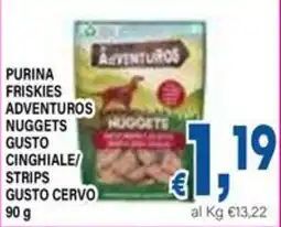 DEM Purina friskies adventuros nuggets gusto cinghiale/ strips gusto cervo offerta