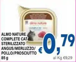 DEM Almo nature complete cat sterilizzato angus/merluzzo/ pollo/prosciutto offerta