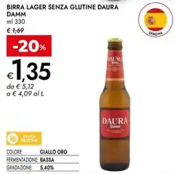 Bennet Birra lager senza glutine DAURA DAMM offerta