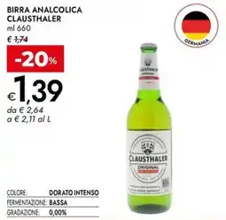 Bennet Birra analcolica CLAUSTHALER offerta