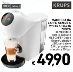 Spazio Conad MACCHINA DA CAFFE' GENIUS S WHITE KP2431K KRUPS offerta