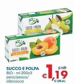 MD Discount Succo e polpa bio pera/pesca/ albicocca offerta