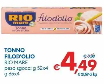 MD Discount Tonno filod'olio RIO MARE offerta