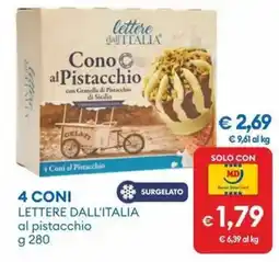 MD Discount 4 coni lettere dall'italia al pistacchio offerta