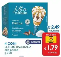 MD Discount 4 coni lettere dall'italia alla panna offerta