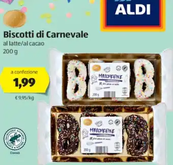 ALDI Biscotti di Carnevale Al Latte/Al Cacao 200 g offerta