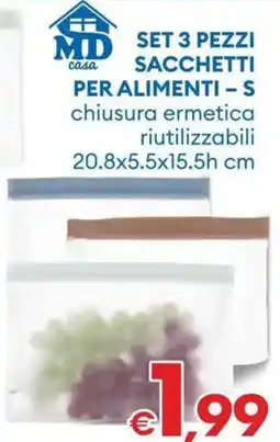 MD Discount Md casa set 3 pezzi sacchetti per alimenti - s offerta