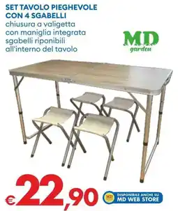 MD Discount Md gardden set tavolo pieghevole con 4 sgabelli offerta