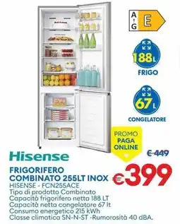 MD Discount Hisense frigorifero combinato 255lt inox offerta