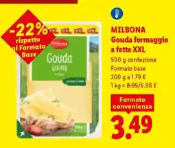 Lidl Milbona Gouda formaggio a fette XXL offerta