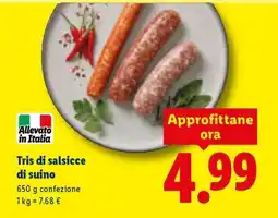 Lidl Tris di salsicce di suino offerta