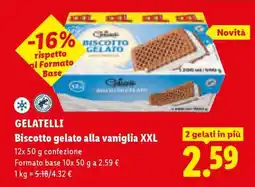 Lidl GELATELLI Biscotto gelato alla vaniglia XXL offerta