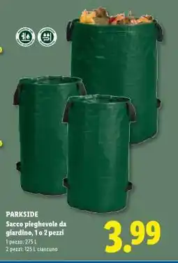 Lidl PARKSIDE Sacco pieghevole da giardino, 1 o 2 pezzi offerta