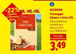 Lidl Milbona Formaggio Edamer a fette XXL offerta