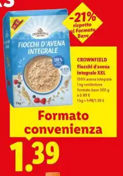 Lidl CROWNFIELD Fiocchi d'avena integrale XXL offerta