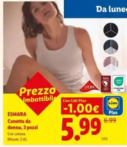 Lidl esmara Canotta da donna, 3 pezzi offerta