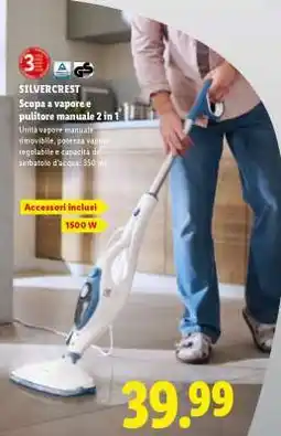 Lidl SILVERCREST Scopa a vapore e pulitore manuale 2 in 1 offerta