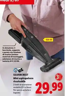 Lidl SILVERCREST Mini aspirapolvere ricaricabile offerta