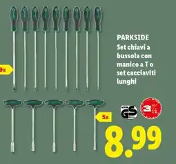Lidl PARKSIDE Set chiavi a bussola con manico a T o set cacciaviti lunghi offerta