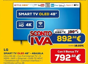 Euronics Smart tv oled 48'' 48a16la offerta