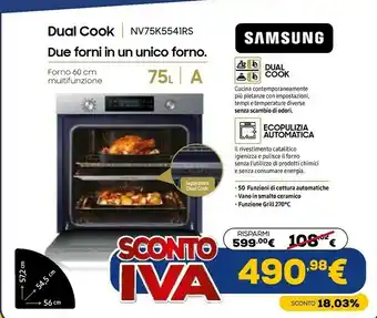 Euronics Nv75k5541rs forno elettrico 75 l nero, acciaio inossidabile a offerta