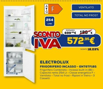 Euronics Ent6tf18s frigorifero con congelatore da incasso 254 l f bianco offerta