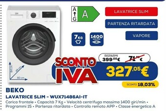 Euronics Wux71486ai-it lavatrice caricamento frontale 7 kg 1400 giri/min a bianco offerta
