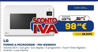 Euronics Mh6336gih forno a microonde superficie piana microonde combinato 23 l 1150 w bianco offerta