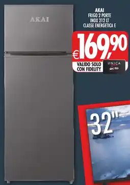 Deco Superstore ΑΚΑΙ FRIGO 2 PORTE INOX 212 LT CLASSE ENERGETICA E offerta