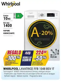 Trony WHIRLPOOL LAVATRICE FFB 1048 BSV IT offerta