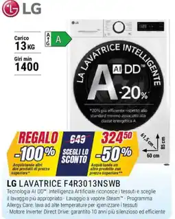 Trony LG LAVATRICE F4R3013NSWB offerta