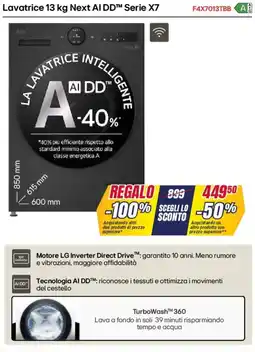 Trony LG Lavatrice 13 kg Next AI DD Serie X7 F4X7013TBB A offerta