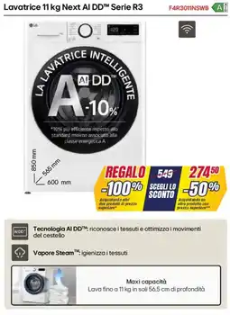 Trony LG Lavatrice 11 kg Next Al DD Serie R3 F4R3011NSWB offerta