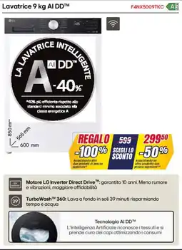 Trony LG Lavatrice 9 kg AI DD F4NX5009TKC offerta
