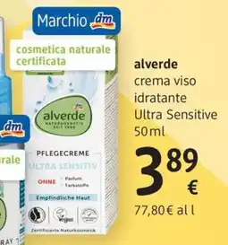 dm drogerie markt Alverde crema viso idratante ultra sensitive offerta