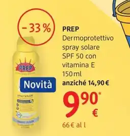 dm drogerie markt Prep Dermoprotettivo spray solare SPF 50 con vitamina E offerta
