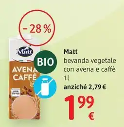 dm drogerie markt Matt bevanda vegetale con avena e caffè offerta