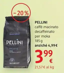 dm drogerie markt Pellini caffè macinato decaffeinato per moka offerta