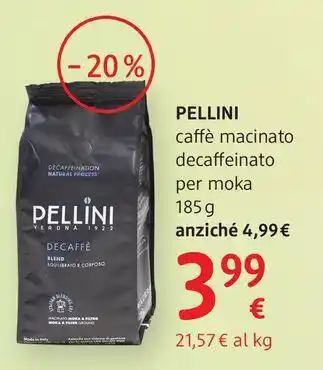 Pellini caffè macinato decaffeinato per moka