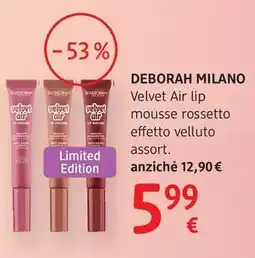 dm drogerie markt Deborah milano velvet air lip mousse rossetto effetto velluto offerta