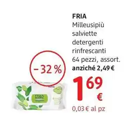 dm drogerie markt Fria Milleusipiù salviette detergenti rinfrescanti offerta