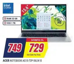 Sinergy ACER NOTEBOOK AG15-72P-56LW 15 offerta