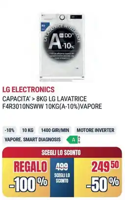 Sinergy LG ELECTRONICS LAVATRICE F4R3010NSWW VAPORE offerta