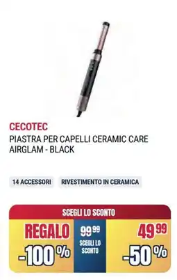 Sinergy Cecotec piastra per capelli ceramic care airglam - black offerta