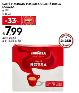 Bennet Caffè macinato per moka qualità rossa LAVAZZA offerta
