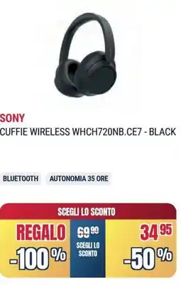 Sinergy Sony cuffie wireless WHCH720NB.CE7 - black offerta